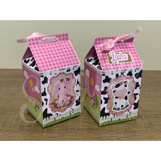 kit 10 caixas Milk personalizada Fazendinha Rosa