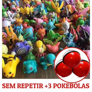 Kit Com 24 Pokemon Bonecos Miniaturas Sortidos Com Pikachu + 3 Pokebolas
