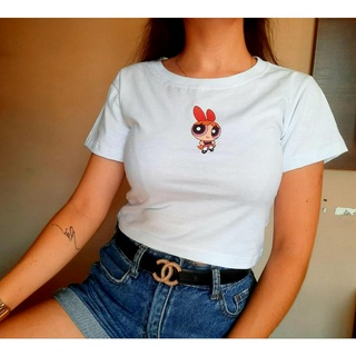 Cropped Feminino Camiseta estilo T-shirt Meninas Poderosas Florzinha