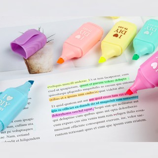 Kit Com 6 Mini Canetas Marca Texto Personalizado Criativa Escrita Escola Itens de Papelaria Escritório Presente DIY (2)