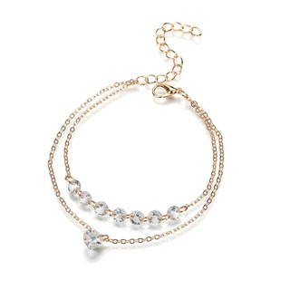 Bracelete Feminino Camada Dupla Com Cristal Simples | Double Layer Crystal Bracelet Fashion Simple Bangle Cuff Jewelry for Women (2)