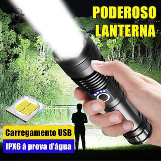 Lanterna potente USB XHP50 Lanterna impermeável com zoom tático LED com luz super brilhante