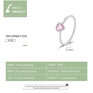 Bamoer Real 925 Sterling Silver Pink Love CZ Anel Para Mulheres Da Moda Bonito 2020 Acessórios Do Casamento BSR157 (5)