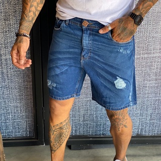 Bermuda Jeans Masculina Rasgada Curta Linha Premium em Promoção