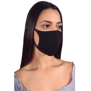 Máscara Tecido Neoprene Lavável Estilo Ninja Proteção Reutilizável Resistente Preto Lisa!