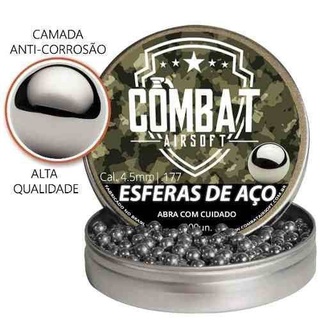 Esferas De Aço Combat Airsoft 4,5mm 300 Unidades