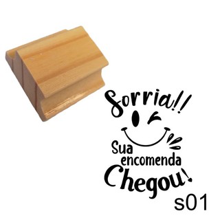 carimbo sorria sua encomenda chegou decorativo embalagens sacolas envelopes madeira personalizado (2)