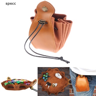 【cc】 DND Dice Genuine Leather Bag Tray Drawstring Pouch for Role playing RPG Gift .