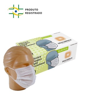 Máscara Descartável Tripla de Proteção Facial com Clip Nasal - Caixa com 50 Unidades DescarPack
