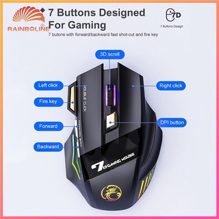 ra Mouse Gamer Ergonômico Recarregável RGB Sem Fio Com 7 Botões GW-X7