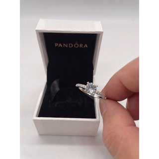 Pandora Anel Com Caixa De Promessa De Casamento Nupcial Do De Prata 925 Cristal Noivado Cubic Zirconia Diamante