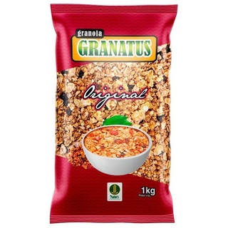 Granola Granatus Original Vegano 1kg Aveia Em Flocos Uva Passa Cereal 3 Grãos