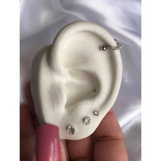 Piercing Helix Orelha Cartilagem 2 Em 1 Prata 925