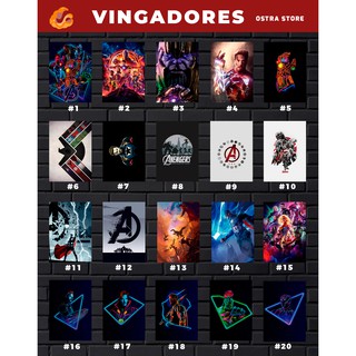 Vingadores de 01 a 20 - Marvel - Placa decorativa MDF - 14x20 - Quadro parede & decoração - Presente - Avengers (1)