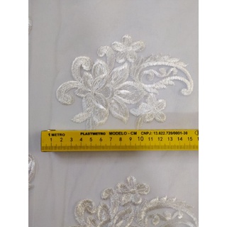 renda tule bordado em flores arabescas branco noiva 10mx1.35 (5)