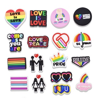Tapete Crocs Decoração Com Design Colorido Laço-Íris Bandeira LGBT/Lésbica/Jibbitz/Acessórios Para Mulheres