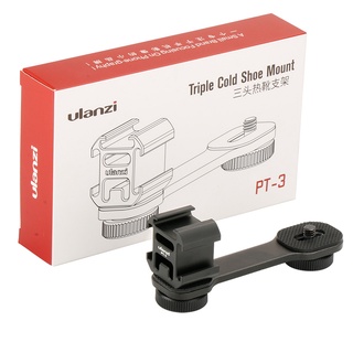 Ulanzi PT-3 Triple Cold Shoe Gimbal Microphone Mount Extenstion Bar, w 1/4 inch Adapter Video Light Microphone Mount Compatible for DJI OM 4/OSMO Mobile3/Zhiyun Smooth q 4/Feiyu Gimbal Stabilizer (9)
