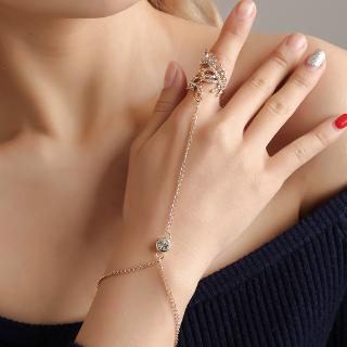 Anel De Dedo Moda Jóias De Diamante Bonito Oco Folha Joiners Personalidade Pulseira Mulheres