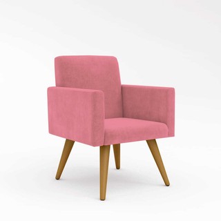 Kit 02 Cadeiras Poltronas Decorativa Sala Oferta - Cor Rosa (3)