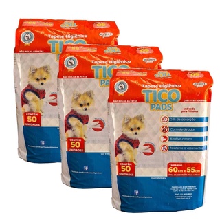 Tapete Higiênico para cães Tico Pads 50un kit com 3 pacotes