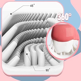 Escova De Dente Infantil 360 Formato U Silicone 6 A 12 Anos Rosa (3)