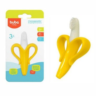 massageador de gengiva e escova de dentes Buba banana baby silicone macio mordedor infantil macio (4)