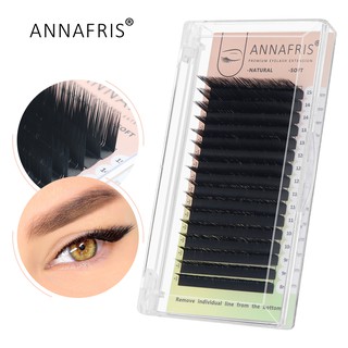 ANNAFRIS 16rows 8 ~ 15mm Mixed L-Shaped Eyelashes Extension Natural Soft Mink Preto mate L / L + / LC / LD / LU (M) Cílios individuais ondulados