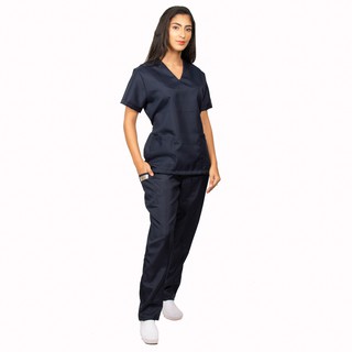 Conjunto pijama cirúrgico scrub azul marinho enfermagem estética medicina estágio roupa hospitalar uniforme hospital médico kit trabalho faculdade