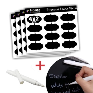 Kit etiquetas lousa pequenas adesivas para potes de vidros de temperos + 1 caneta giz liquida branca (1)