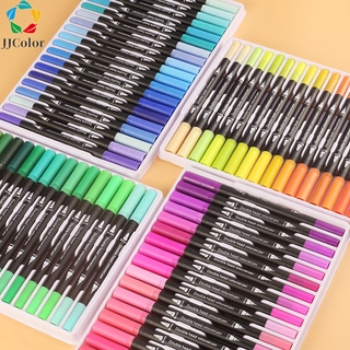 Caneta brush pen kit ponta dupla 12/24/36/48/60 cores portátil aquarela pincel material de arte artigos papelaria (1)