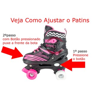 Patins 4 rodas infantil Quad Feminino Roller + kit proteção (4)