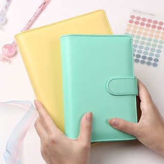 A5/A6 Color Macaron Leather Spiral Notebook Cover Office Organizer Stationery Binder Notepad (7)