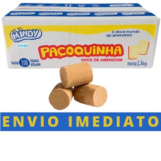 Paçoca Paçoquinha Rolha 1.5Kg Mindy - 100 unidades Embaladas Uma a Uma - Doce de Amendoim - ENVIO IMEDIATO