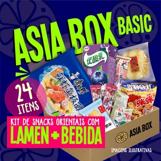 Asia Box Basic (kit de bebidas, lamen, doces e snacks asiáticos)