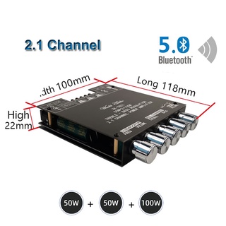 Bluetooth 5.0 2*50w + 100w tpa3116d2 potência subwoofer amplificador placa de 2.1 canais classe d equalizador estéreo áudio