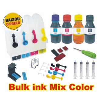 Kit Bulk Ink impressora MG 3010 completo com 200ml tinta cartucho 145 146 color black