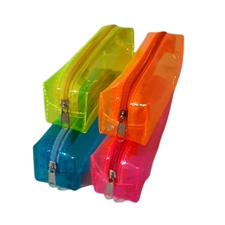 Estojo Escolar Organizador/ Plastico Pvc Colorido Transparente/ Neon/ Porta Lápis e Canetas/ Volta às Aulas