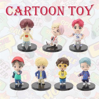 ready stock 7 Pçs / Set Bts Tinytan Mini Figura Bangtan Boys Grupos Bts Anime Estatueta Toy Top Grupo A.r.m.y Presente Idol Boneca Pvc Modelo Ornamento Kpop Merchandise