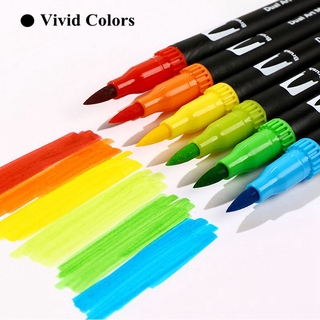 Caneta brush pen kit ponta dupla 12/24/36/48/60 cores portátil aquarela pincel material de arte artigos papelaria (6)