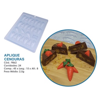 Forma Simples Aplique Cenouras 9862 - (L2) em Acetato BWB Para Bombom e Doces de Chocolate e Confeitaria Páscoa