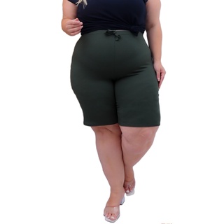 Bermuda Feminina Plus Size feminino Shorts cintura alta com elastano (5)