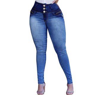 Promoção Calça Jeans Feminina Cintura Alta Botões Hot Pants (2)