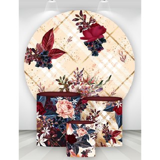 Kit Painel Redondo Mosaico Floral 1,50 X 1,50 + Cilindros
