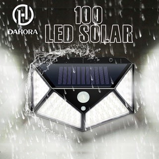 Luminária Solar 100 Leds Com Sensor Presença Sem Fio à Prova D' Água Externa 3 Modos
