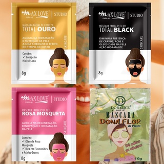 Máscara para limpeza Facial Skin Care - Max Love/Phallebeauty 8g - OURO/ROSA MOSQUETA/BLACK/PEPINO