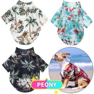 PEONY 1pçs Camiseta Polo Com Estampa De Cachorro De Estimação Para Cães Pequenos/Roupas Animais/Verão/Praia/Estilo Havaiano (1)