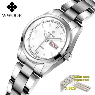 WWOOR 2022 Top Luxo Famoso Mulheres Relógios De Quartzo Discagem Pequena Prata Aço Inoxidável Relogio Feminino Luxo Frete Gratis Pulseira Relógio Caixa De Presente