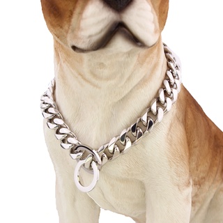 Coleira coleira de cão 15mm de aço inoxidável para cães de estimação coleira coleira de treinamento de metal para cães pequenos médios grandes