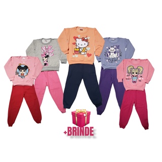 Conjunto Infantil Juvenil Menina Personagens Hello Kitty LOL Mariê Minnie Tamanhos 2 ao 12