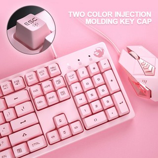 Kit Teclado E Mouse Gamer Semi Mecânico Rosa Fofo Feminino Usb Com Led Luminoso Com Fio Para Jogo De Pc Computador (4)